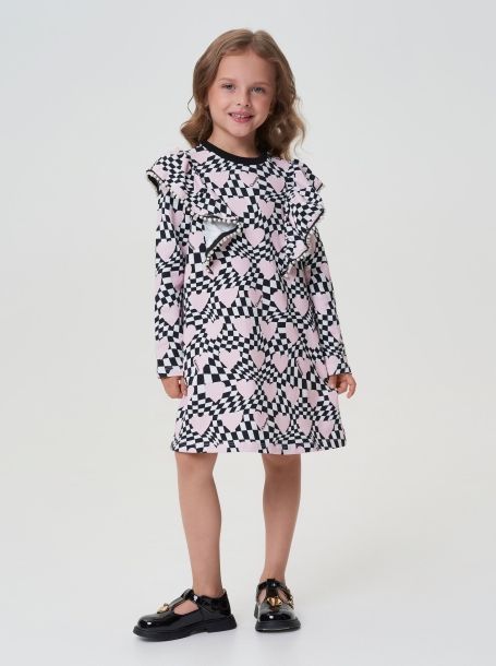 Фото2: картинка 50.116 Платье трикотажное с декором, фирменный принт Choupette - одевайте детей красиво!