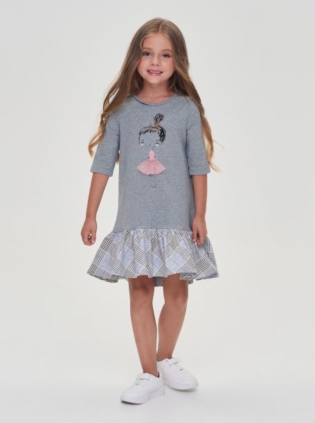 Фото1: картинка 50.106 Платье трикотажное с принтом, какао Choupette - одевайте детей красиво!