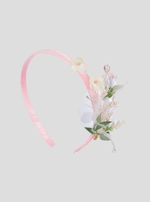 Фото1: картинка 1349.43 Ободок "Церемония" с цветочками и веточками,экрю/розовый Choupette - одевайте детей красиво!