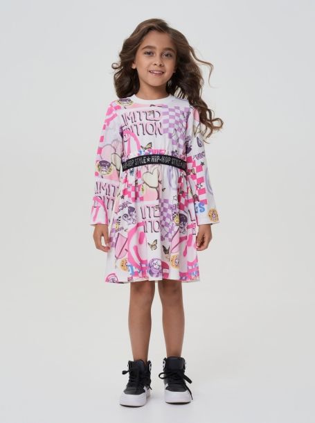 Фото2: картинка 58.116 Платье трикотажное, фирменный принт Choupette - одевайте детей красиво!