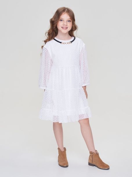Фото2: картинка 06.108 Платье длинное многоярусное, сливочный Choupette - одевайте детей красиво!