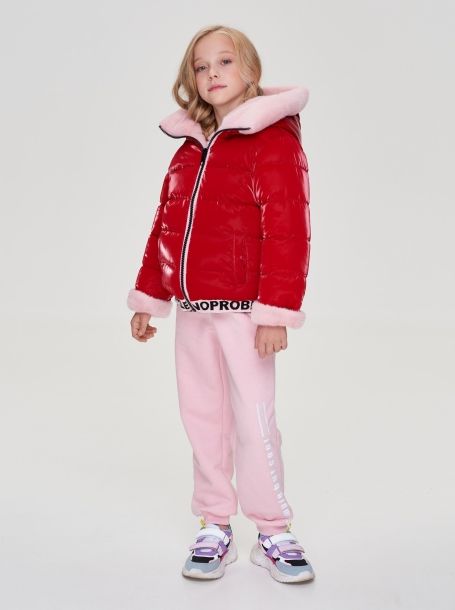 Фото17: картинка 699.20 Куртка двухсторонняя с крупной вышивкой, синтепух, пыльная роза\красный Choupette - одевайте детей красиво!