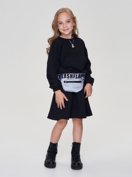 Фото6: картинка 32.108 Юбка на кокетке с сумочкой, черный Choupette - одевайте детей красиво!
