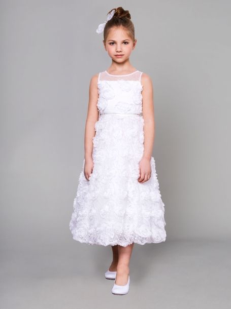 Фото1: Кружевное белое платье для девочки