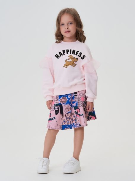 Фото6: картинка 55.116 Джемпер-СВИТШОТ с принтом, розовый Choupette - одевайте детей красиво!