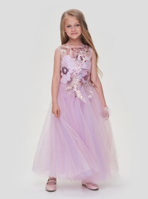 Фото1: картинка 1449.43 Платье нарядное "Церемония"с длинной юбкой и браслетом на руку,лаванда Choupette - одевайте детей красиво!