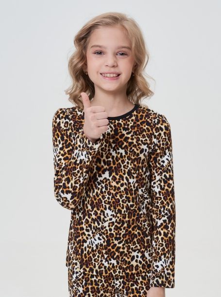 Фото4: картинка 314.70 Костюм из трикотажа Лапша (лонгслив, брюки), принт леопард Choupette - одевайте детей красиво!