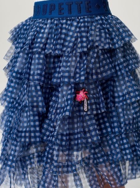 Фото4: картинка 22.120 Юбка из сетки с воланами, синяя клетка Choupette - одевайте детей красиво!