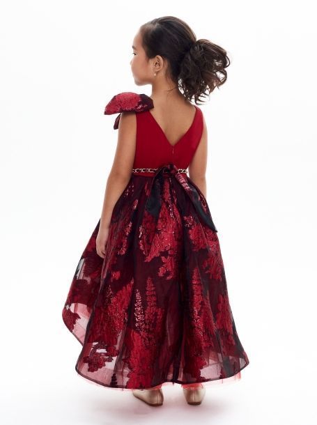 Фото4: картинка 1394.43 Платье нарядное Церемония с пышной юбкой, цепочкой и бантом, красный Choupette - одевайте детей красиво!