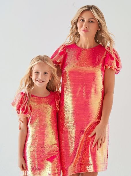 Фото5: картинка 77.1.116 Платье с пайетками, маджента ( Family Look ) Choupette - одевайте детей красиво!