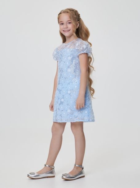 Фото2: картинка 1512.43 Платье нарядное Церемония, с объемными вышивками, голубой Choupette - одевайте детей красиво!