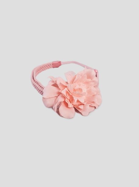 Фото1: 52.86 Розовый плетеный ободок с цветком