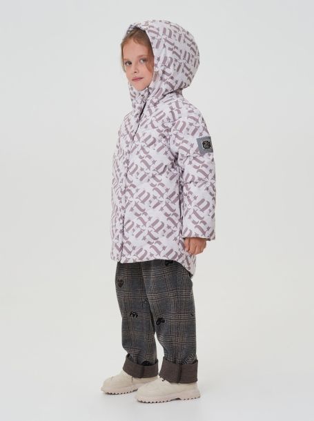 Фото8: картинка 753.20 Куртка пуховая, фирменный принт на бежевом Choupette - одевайте детей красиво!