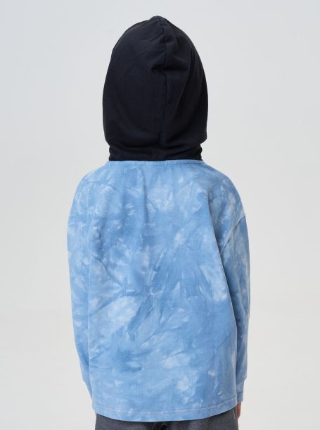 Фото5: картинка 15.115 Джемпер-ХУДИ трикотажный, серо/голубой Тай-Дай Choupette - одевайте детей красиво!