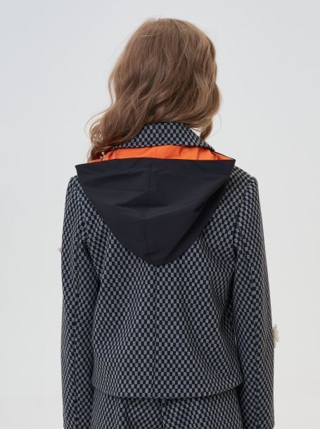 Фото4: картинка 69.116 Куртка-жакет из джерси с декором, черный/серый Choupette - одевайте детей красиво!