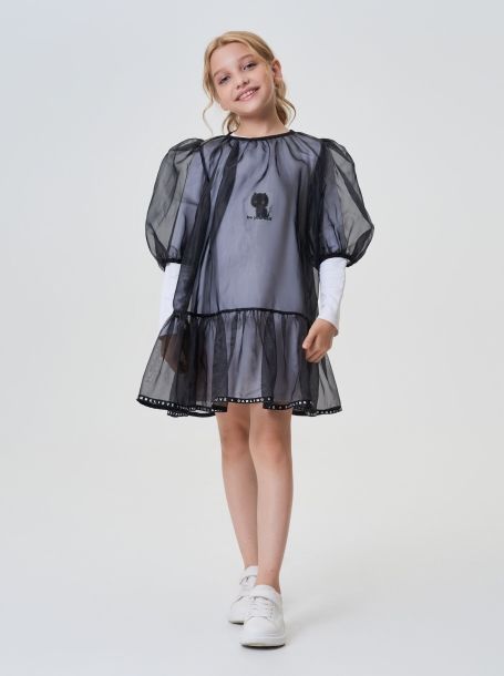 Фото2: картинка 20.116 Платье двойное с декором, экрю Choupette - одевайте детей красиво!