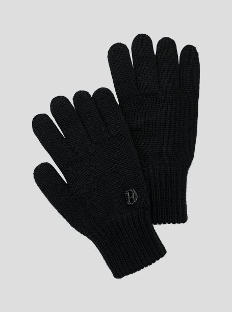 Фото1: Черные перчатки с декором для девочки