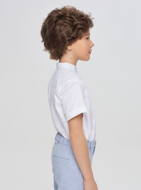 Фото2: Рубашка с коротким рукавом и воротником стойка