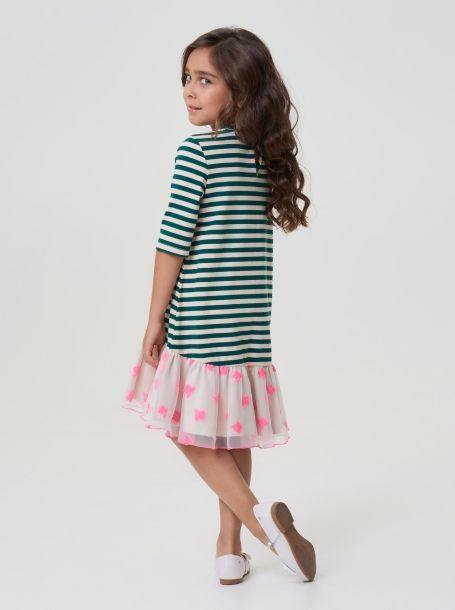 Фото5: картинка 44.114 Платье трикотажное с декором, полоска Choupette - одевайте детей красиво!