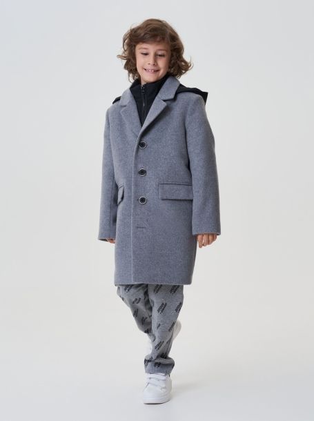 Фото2: картинка 756.20 Пальто на синтепоне с капюшоном, серый Choupette - одевайте детей красиво!