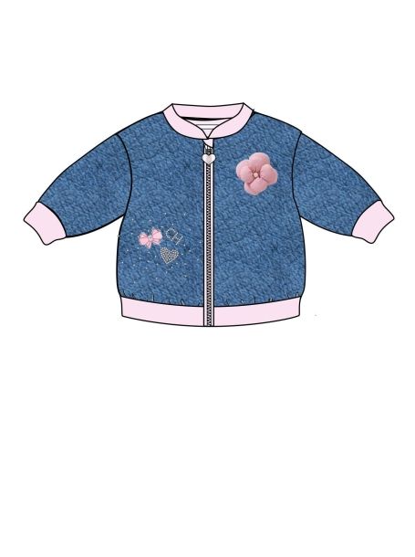 Фото1: картинка 58.110 Куртка-бомбер мягкий с декором, синий Choupette - одевайте детей красиво!