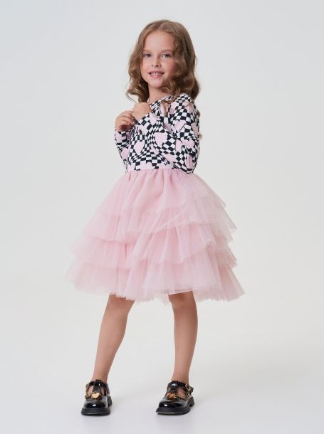 Фото7: картинка 56.116 Платье комбинированное с пышной юбкой, фирменный принт Choupette - одевайте детей красиво!