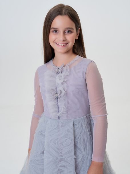 Фото6: картинка 75.116 Платье нарядное из фантазийной ткани, дымчато-серое Choupette - одевайте детей красиво!