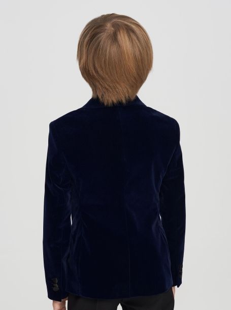 Фото3: Темно-синий бархатный пиджак для мальчика