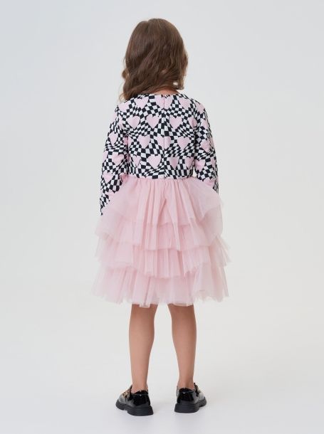 Фото4: картинка 56.116 Платье комбинированное с пышной юбкой, фирменный принт Choupette - одевайте детей красиво!