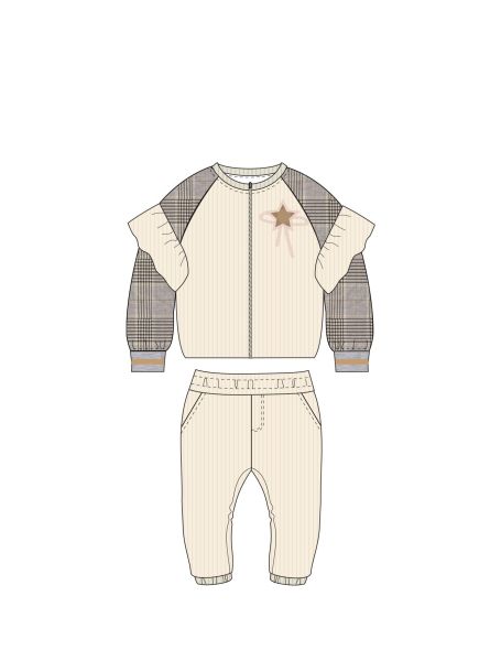 Фото1: картинка 72.106 Костюм комбинированный (куртка и брюки), сливочный Choupette - одевайте детей красиво!