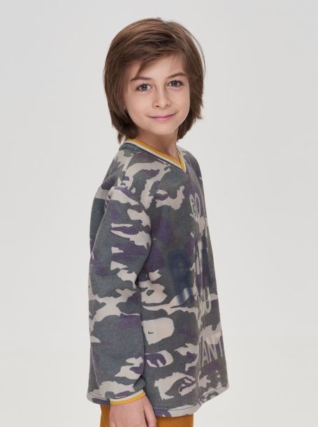 Фото3: картинка 10.107 Джемпер-свитшот с объемным шевроном,  милитари Choupette - одевайте детей красиво!