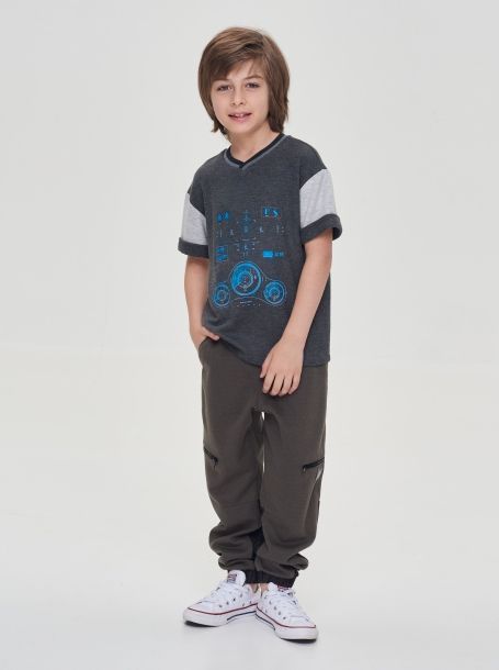 Фото6: картинка 01.107 Джемпер-футболка с принтом, серый Choupette - одевайте детей красиво!