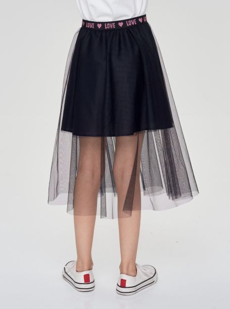 Фото4: Черная сетчатая длинная юбка