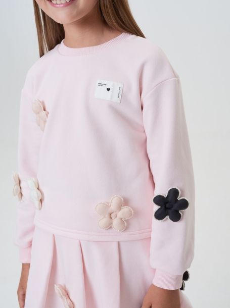 Фото5: картинка 23.116 Джемпер-СВИТШОТ с объемными декорами, розовый Choupette - одевайте детей красиво!