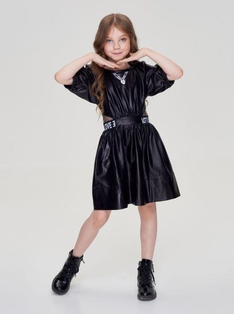Фото6: картинка 70.108 Платье оригинального кроя с тесьмой, чёрный Choupette - одевайте детей красиво!