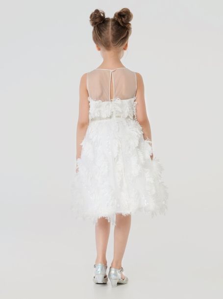 Фото5: картинка 1532.43 Платье нарядное Церемония, с пышной юбкой и объемными декорами, белый Choupette - одевайте детей красиво!