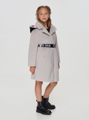 Фото1: Пушистое серое пальто для девочки
