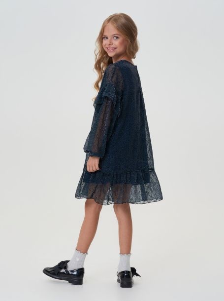 Фото2: картинка 34.114 Платье из шифона в точку , изумруд Choupette - одевайте детей красиво!
