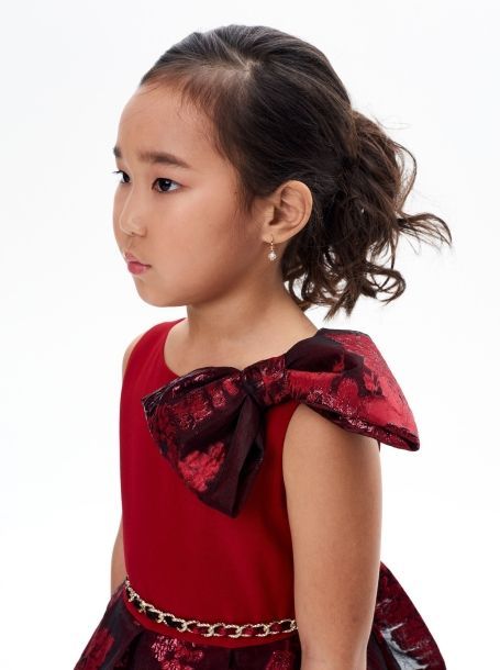 Фото5: картинка 1394.43 Платье нарядное Церемония с пышной юбкой, цепочкой и бантом, красный Choupette - одевайте детей красиво!