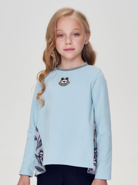 Фото1: картинка 89.106 Блузка комбинированная,трикотаж с шифоном Choupette - одевайте детей красиво!