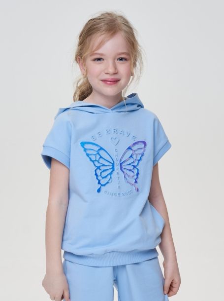 Фото1: картинка 85.112 Толстовка с 3Д декором, цвет голубой Choupette - одевайте детей красиво!
