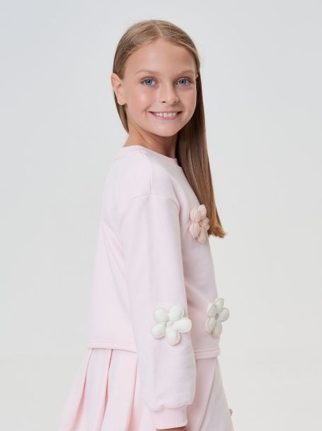 Фото3: картинка 23.116 Джемпер-СВИТШОТ с объемными декорами, розовый Choupette - одевайте детей красиво!