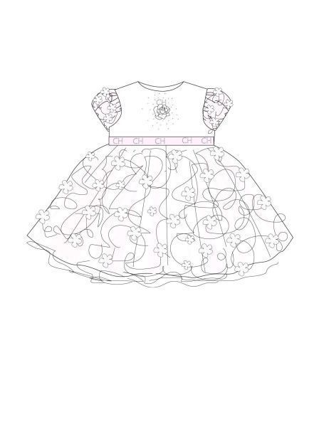 Фото1: картинка 1496.43 Платье нарядное Церемония с вышитыми стрекозами, теплый белый Choupette - одевайте детей красиво!