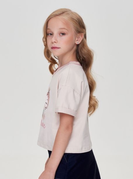 Фото3: картинка 31.106 Джемпер-футболка с V-образной горловиной, сливочный Choupette - одевайте детей красиво!