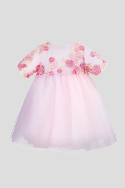 Платье из фактурной ткани с объемными цветами — изображение 3