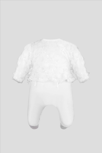 Комплект нарядный из кружева с бабочками (комбинезон, чепчик) — изображение 3