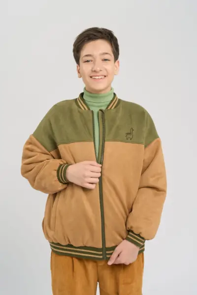 Куртка-бомбер с эффектом замши — изображение 6