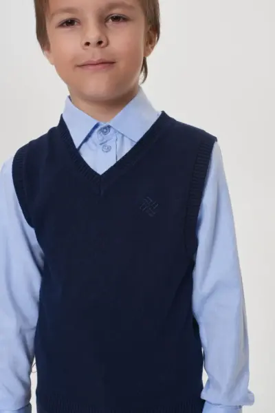 Жилет вязаный, синий — изображение 5