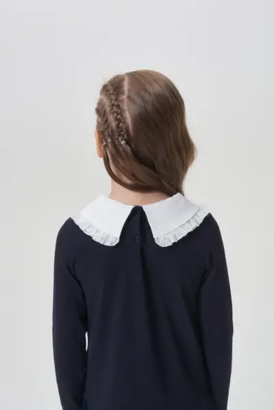 Платье с плиссированной юбкой, синее — изображение 5