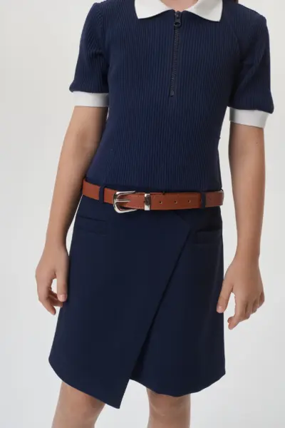 Платье комбинированное с поясом — изображение 5